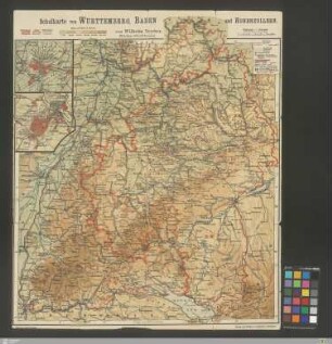 Schulkarte von Württemberg, Baden und Hohenzollern