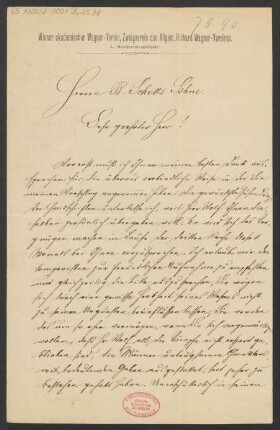 Brief an B. Schott's Söhne : 07.09.1890
