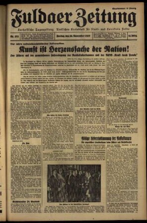Ausgabe vom Freitag, den 26. November 1937.