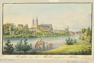 Rochlitz in Mittelsachsen, Blick von Süden auf das Schloss und die Petrikirche