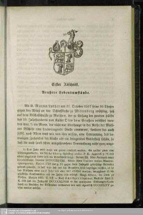 Erster Abschnitt. Aeußere Lebensumstände