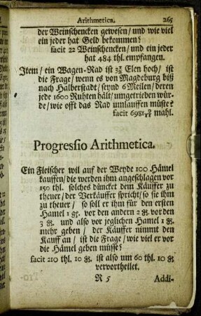 Progressio Arithmetica.