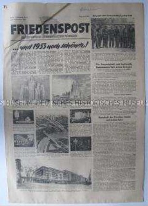Wochenzeitung der DSF "Friedenspost" u.a. über Bauvorhaben in der DDR und der UdSSR