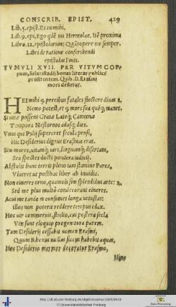 Tumuli XVII Per Vitum Coppum, Quibus Domini Erasmi mors defletur