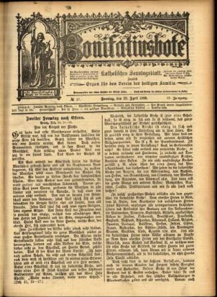 Erste Ausgabe vom Sonntag, den 29. April 1900.