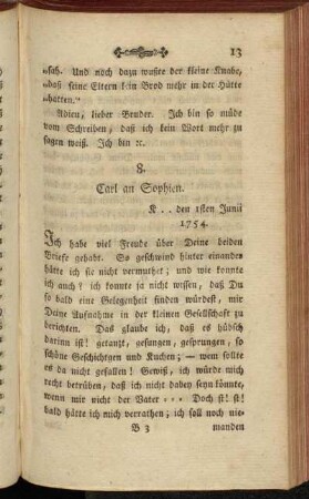 8. Carl an Sophien. K .. den 1sten Junii 1754.