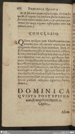 Dominica Quinta Post Epiphanias, Evangelium Matth. 13. Capite