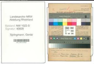 Entnazifizierung Gerda Springmann , geb. 20.03.1900 (Kindergaertnerin)