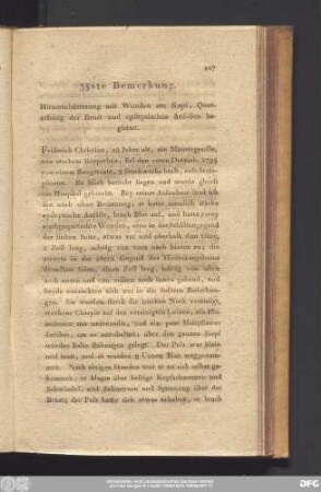 35ste Bemerkung. Hirnerschütterung mit Wunden am Kopf, Quetschung der Brust und epileptischen Anfällen begleitet.