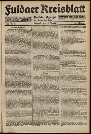 Ausgabe vom Mittwoch, den 14. Januar 1920.