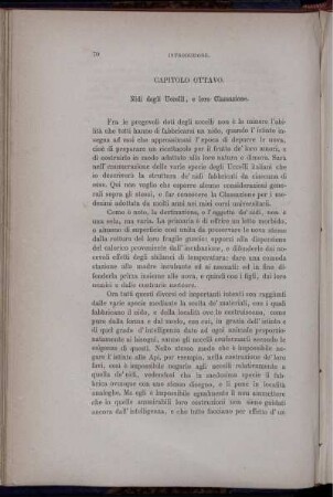 Capitolo Ottavo. Nidi degli Uccelli, e loro Classazione.