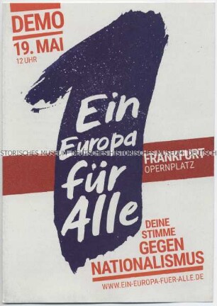 Flyer zu einer bundesweiten Demonstration gegen Nationalismus im Vorfeld der Europawahlen