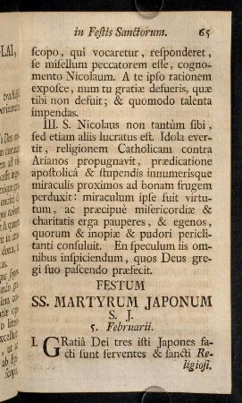 65-77, Festum SS. Matyrum Japonum - Festum Inventionis S. Crucis.