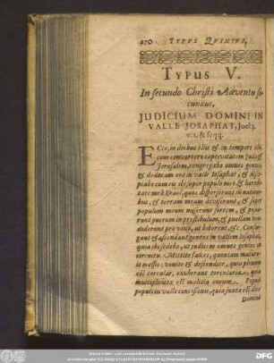 Typus V. In secundo Christi Adventu secundus. Iudicium Domini In Valle Iosaphat, Ioel 3. v. 1. & seqq.