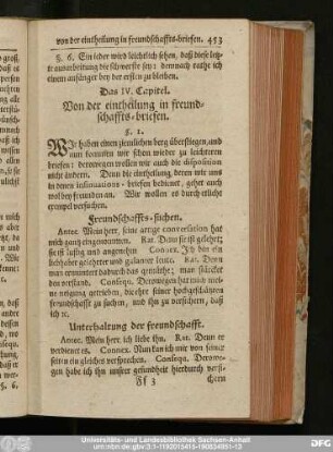 Das IV. Capitel. Von der eintheilung in freundschaffts-briefen.