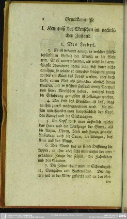 I. Kenntniß des Menschen im natürlichen Zustand