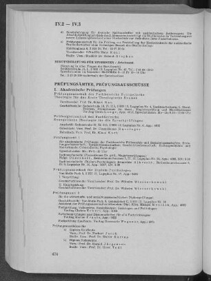 IV.3 Prüfungsämter, Prüfungsausschüsse