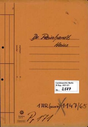 Personenheft Dr. Heinz Reinhardt (*24.07.1912), SS-Sturmbannführer
