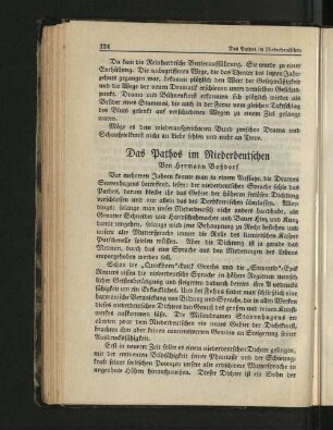 Das Pathosim Niederdeutschen
