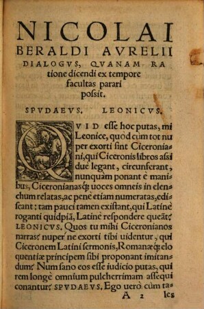 Dialogus quo rationes ... explicantur quibus dicendi ex tempore facultas pavavi potest ...