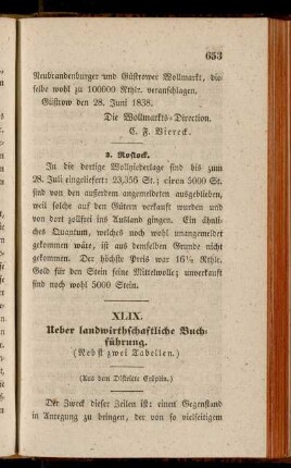 XLIX. Ueber landwirthschaftliche Buchführung