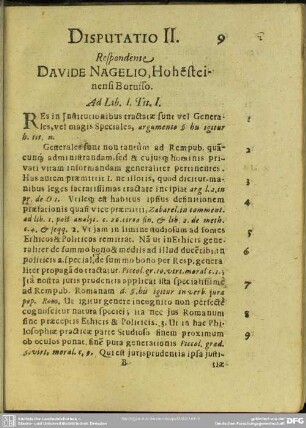 Distputatio II. Respondente Davide Nagelio, Hohensteinensi Borusso