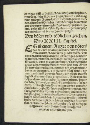 Von bösen und tödlichen zeichen. Das XXIII. Capitel.