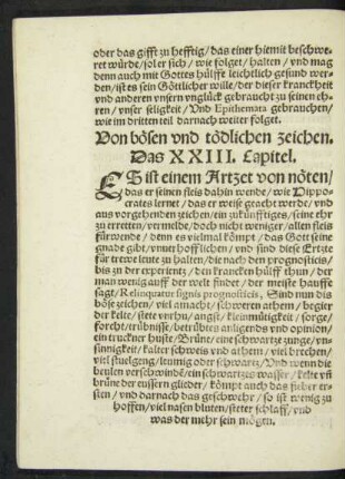 Von bösen und tödlichen zeichen. Das XXIII. Capitel.