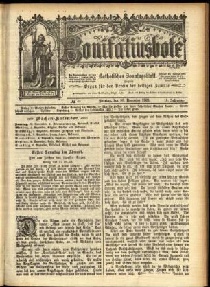 Erste Ausgabe vom Sonntag, den 30. November 1902.
