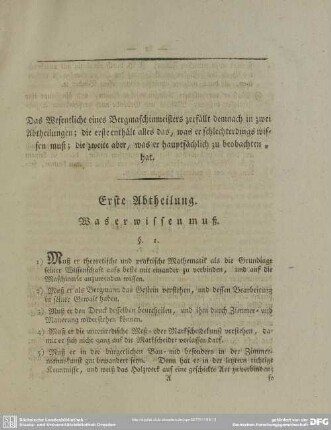 Erste Abtheilung. Was er wissen muß