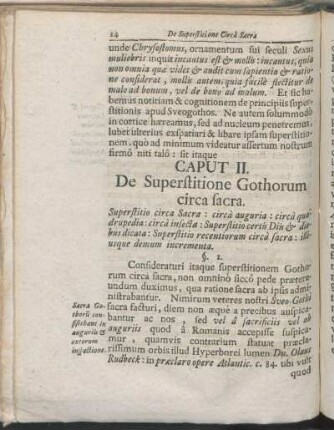 Caput II. De Superstitione Gothorum circa sacra.