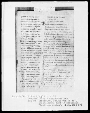 Lateinischer Psalter in Unzialschrift, 3 Bände — Zwei Initialen B, Folio 93recto