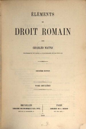 Éléments de droit romain, II