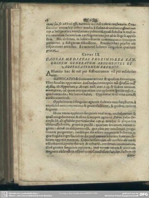 Caput IX. Causas Mediatas Proximiores Sanguinem Generatum Absumentes Et Suffocationem Exponit