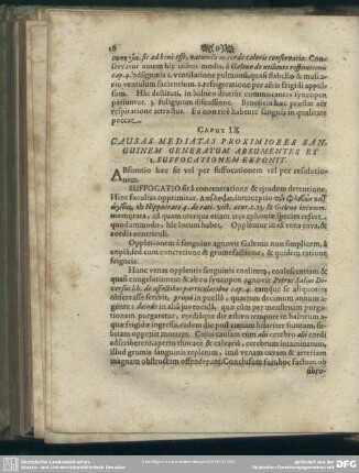 Caput IX. Causas Mediatas Proximiores Sanguinem Generatum Absumentes Et Suffocationem Exponit