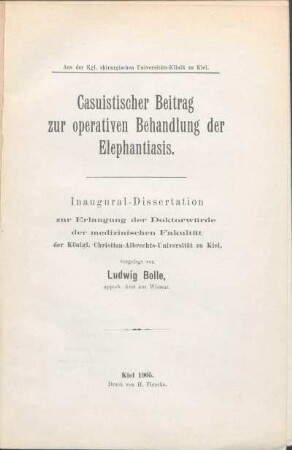 Casuistischer Beitrag zur operativen Behandlung der Elephantiasis