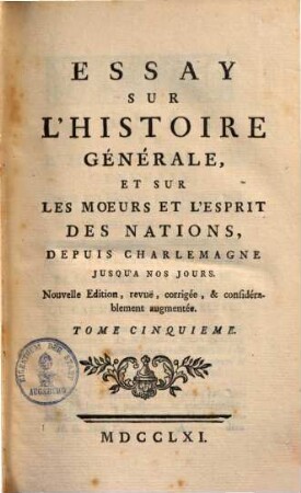 Collection complette des oeuvres de Mr. de Voltaire. 15