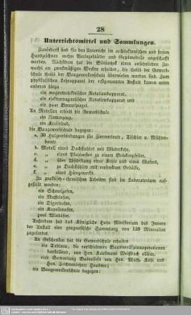 Unterrichtsmittel und Sammlungen