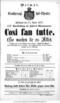 Cosi fan tutte. (So machen sie es Alle).