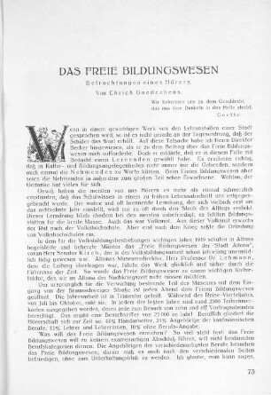 Das freie Bildungswesen