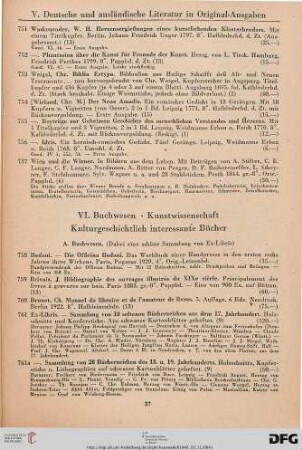 VI. Buchwesen – Kunstwissenschaft (Nr. 758-1012)