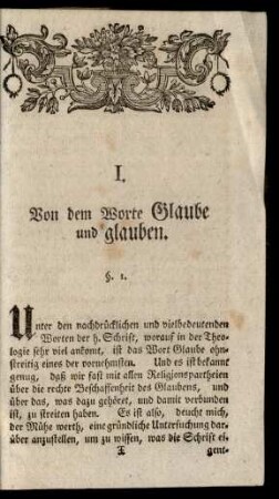I. Von dem Worte Glaube und glauben