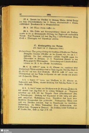 17. Stellungskrieg vor Reims : (30. April bis 12. September 1916)