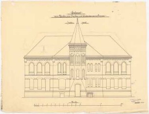 Kranken- und Siechenhaus, Brüssow Vorentwurf: Aufriss Rückansicht 1:50