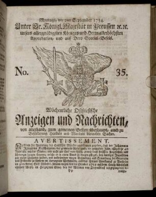 No. 35. Montags, den 2ten September, 1754.