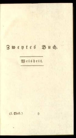 Zweytes Buch. Weisheit