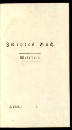 Zweytes Buch. Weisheit