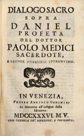 Dialoghi Sacri Sopra La Divina Scrittura, 28. Daniel Profeta