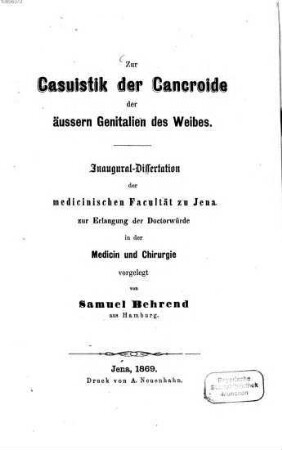 Zur Casuistik der Cancroide der äussern Genitalien des Weibes