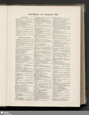 Sach-Register des Jahrganges 1902